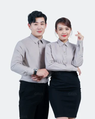 Áo Sơ Mi Đồng Phục Màu Ghi