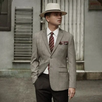 Veston Đồng Phục Vải Wool Pha