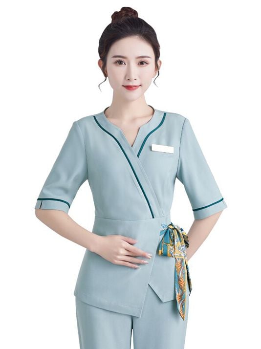 Đồng Phục Spa Màu Xanh Nhạt – Thanh Lịch, Chuyên Nghiệp, Thoải Mái Khi Mặc - Ảnh 3
