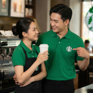 Áo polo đồng phục công ty starbucks