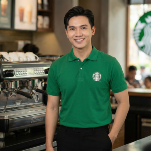 Áo polo đồng phục công ty starbucks